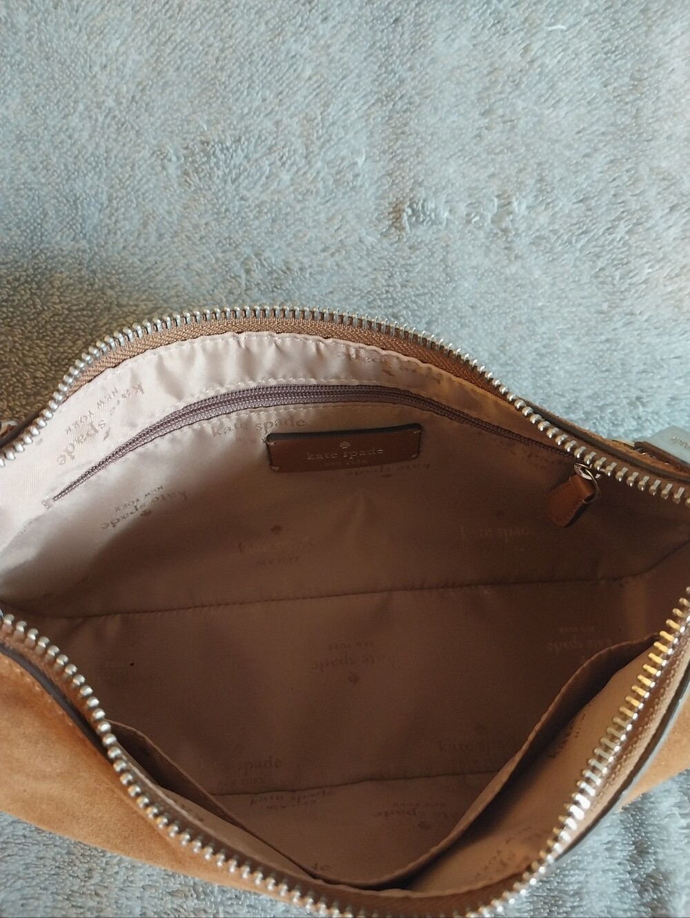 kate spade Brown Suede Shoulder Bag with Silver Chain Strap - Picture 6 of 7